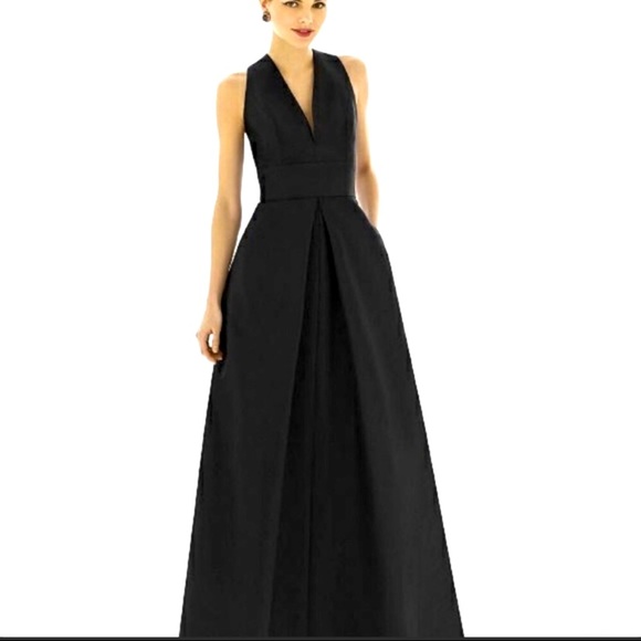 ALFRED SUNG Dresses & Skirts - Alfred Sung   Dupioni Pleat A-Line Gown D611 size 12 black dress